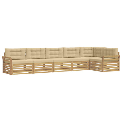 Utomhussoffset 6 st Vit och Beige Polyester