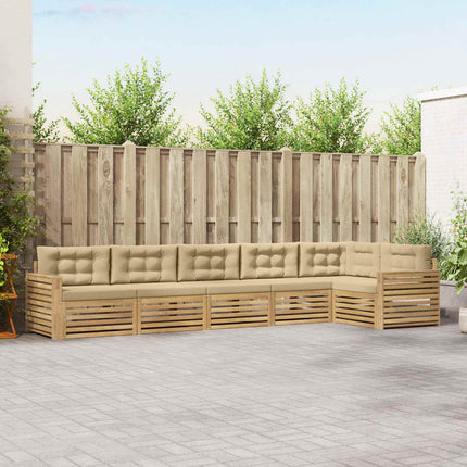 Utomhussoffset 6 pcs Vit och Beige 410 x 172,5 x 73 cm