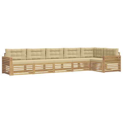 Utomhussoffset 6 pcs Vit och Beige 410 x 172,5 x 73 cm