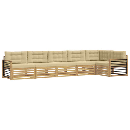 Utomhussoffset 6 st Vit och Beige Polyester