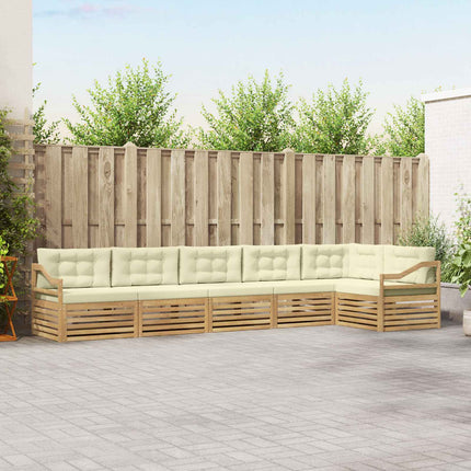 Utomhussoffset 6 pcs Vit och grädde 404 x 166,5 x 73 cm