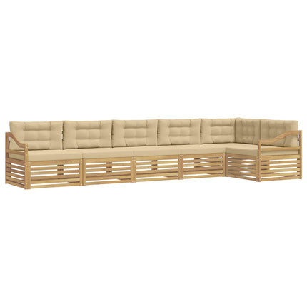 Utomhussoffset 6 st Vit och Beige Polyester
