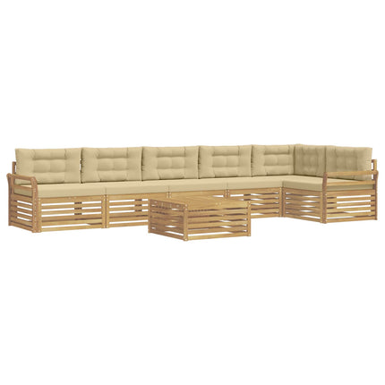 Utomhussoffset 7 st Vit och Beige Polyester