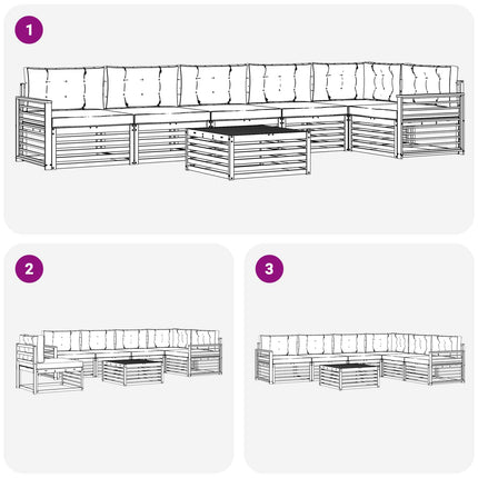 Utomhussoffset med kudde 7 pcs Vit och grädde