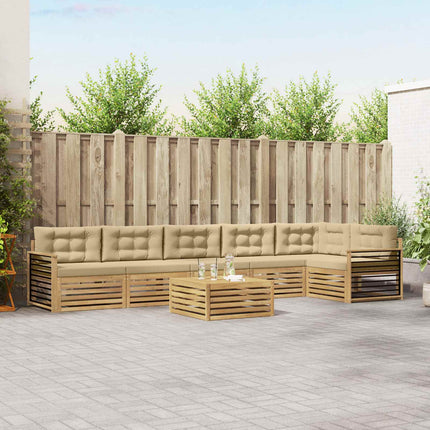 Utomhussoffset med kudde 7 pcs Vit och Beige