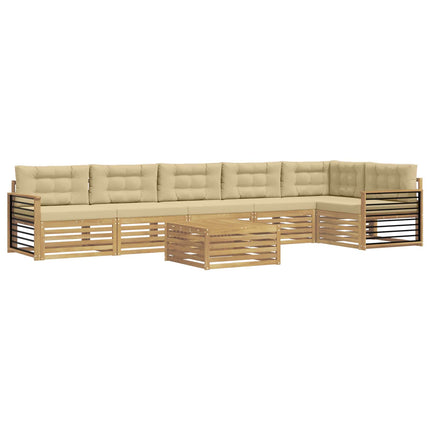 Utomhussoffset med kudde 7 pcs Vit och Beige