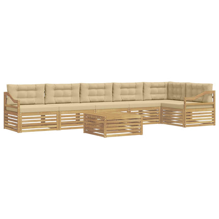Utomhussoffset med kudde 7 pcs Vit och Beige Polyester