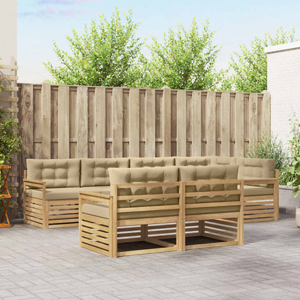 Utomhussoffset med kudde 7 pcs Vit och Beige Polyester