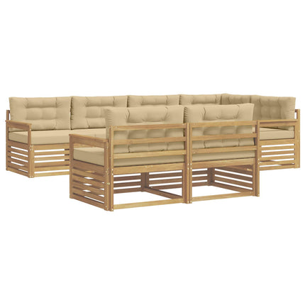 Utomhussoffset med kudde 7 pcs Vit och Beige Polyester