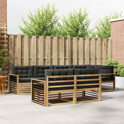 Utomhussoffset med kudde 7 pcs Vit och antracit Polyester