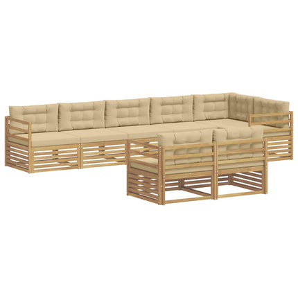 Utomhussoffset 8 st Vit och Beige Polyester