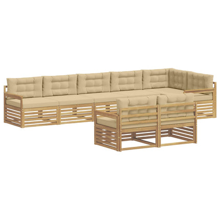Utomhussoffset 8 st Vit och Beige Polyester