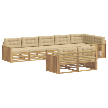 Utomhussoffset 8 st Vit och Beige Polyester