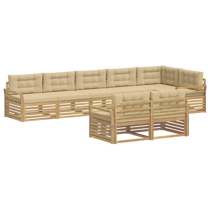 Utomhussoffset 8 st Vit och Beige Polyester