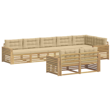 Utomhussoffset 8 st Vit och Beige Polyester