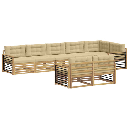 Utomhussoffset 8 st Vit och Beige Polyester