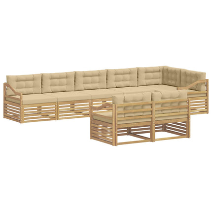Utomhussoffset 8 st Vit och Beige Polyester