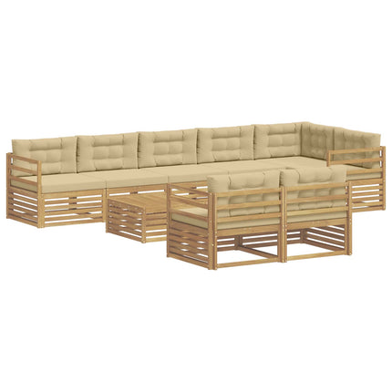 Utomhussoffset med kudde 9 pcs Vit och Beige