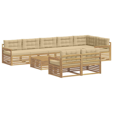 Utomhussoffset 9 st Vit och Beige Polyester