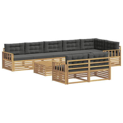 Utomhussoffset med kudde 9 pcs Vit och antracit Polyester
