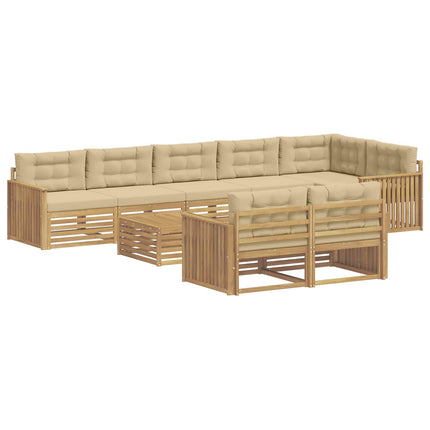 Utomhussoffset 9 st Vit och Beige Polyester