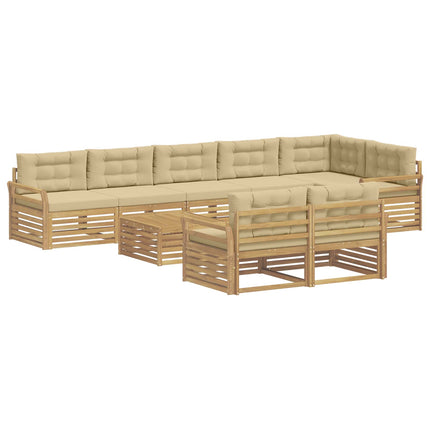 Utomhussoffset 9 pcs Vit och Beige 79 x 79 x 37 cm Polyester
