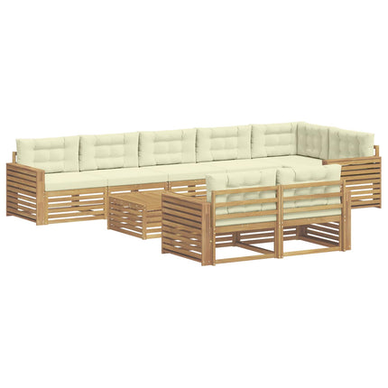 Utomhussoffset 9 pcs Vit och grädde 79 x 79 x 37 cm Polyester