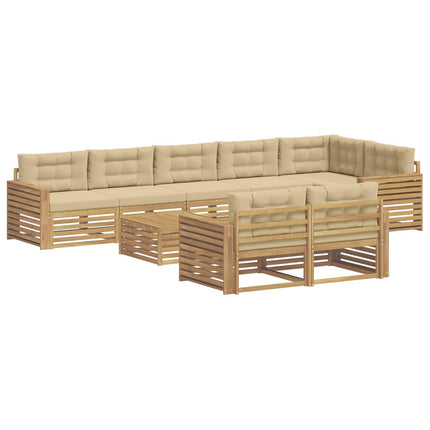 Utomhussoffset 9 st Vit och Beige Polyester