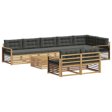 Utomhussoffset med kudde 9 pcs Vit och antracit Polyester