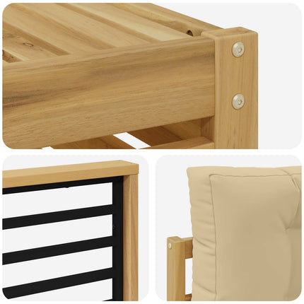 Utomhussoffset med kudde 9 pcs Vit och Beige Polyester