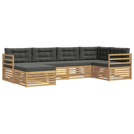 Utomhussoffset med kudde 6 pcs Vit och antracit Polyester
