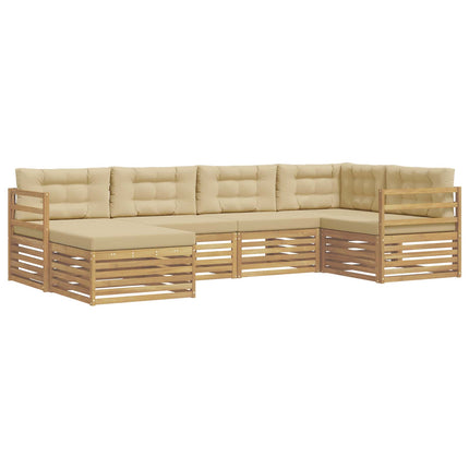 Utomhussoffset med kudde 6 pcs Vit och Beige Polyester
