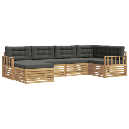 Utomhussoffset med kudde 6 pcs Vit och antracit Polyester