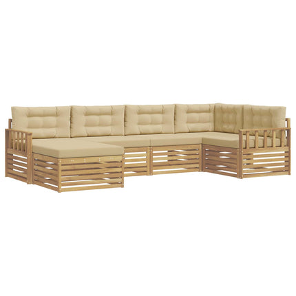 Utomhussoffset 6 st Vit och Beige Polyester