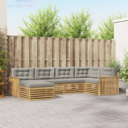 Utomhussoffset 6 pcs Vit och ljusgrå 327 x 168,5 x 73 cm
