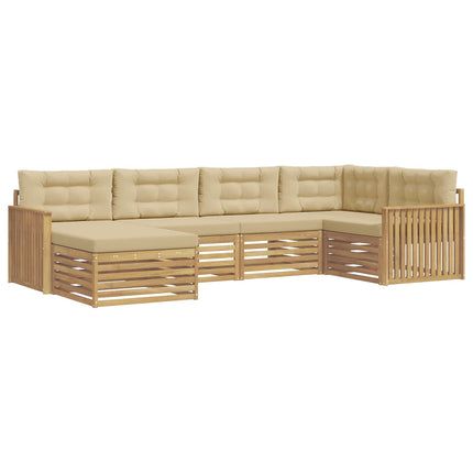 Utomhussoffset 6 st Vit och Beige Polyester