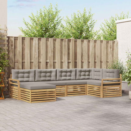 Utomhussoffset 6 pcs Vit och ljusgrå 329 x 170,5 x 73 cm