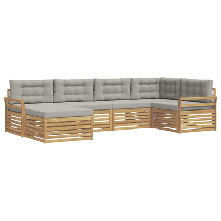 Utomhussoffset 6 pcs Vit och ljusgrå 329 x 170,5 x 73 cm
