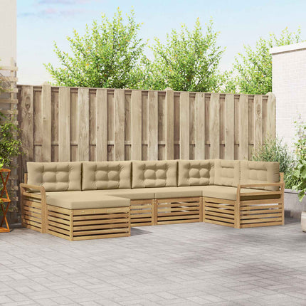 Utomhussoffset 6 st Vit och Beige Polyester