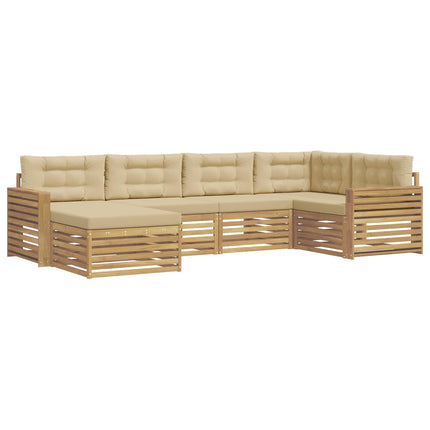 Utomhussoffset 6 st Vit och Beige Polyester