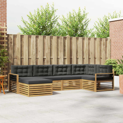 Utomhussoffset med kudde 6 pcs Vit och antracit Polyester
