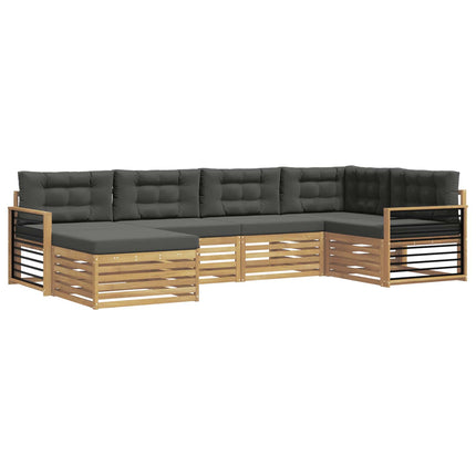 Utomhussoffset med kudde 6 pcs Vit och antracit Polyester