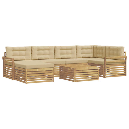 Utomhussoffset med kudde 7 pcs Vit och Beige