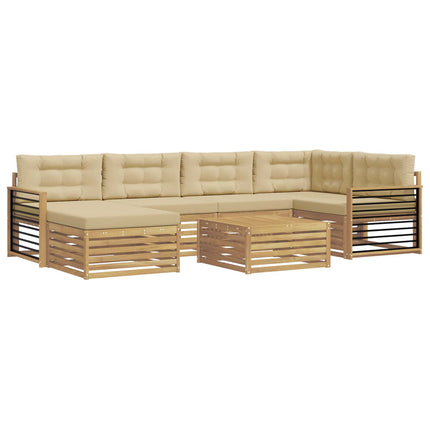 Utomhussoffset med kudde 7 pcs Vit och Beige