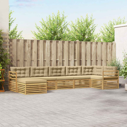 Utomhussoffset med kudde 7 pcs Vit och Beige