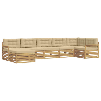 Utomhussoffset med kudde 7 pcs Vit och Beige