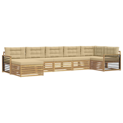 Utomhussoffset med kudde 7 pcs Vit och Beige