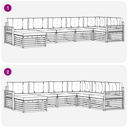 Utomhussoffset med kudde 7 pcs Vit och Beige
