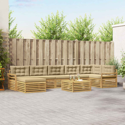 Utomhussoffset med kudde 8 pcs Vit och Beige
