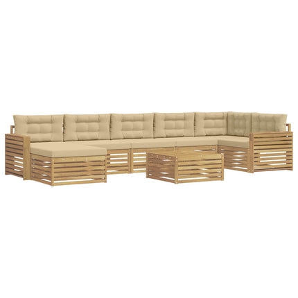 Utomhussoffset med kudde 8 pcs Vit och Beige